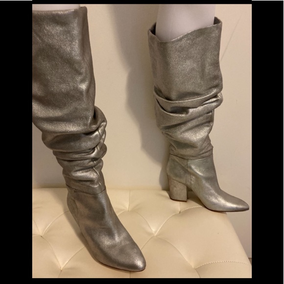 🆕🚺💟NINE WEST SILVER LEATHER BOOTS💟🚺🆕 - Picture 5 of 12